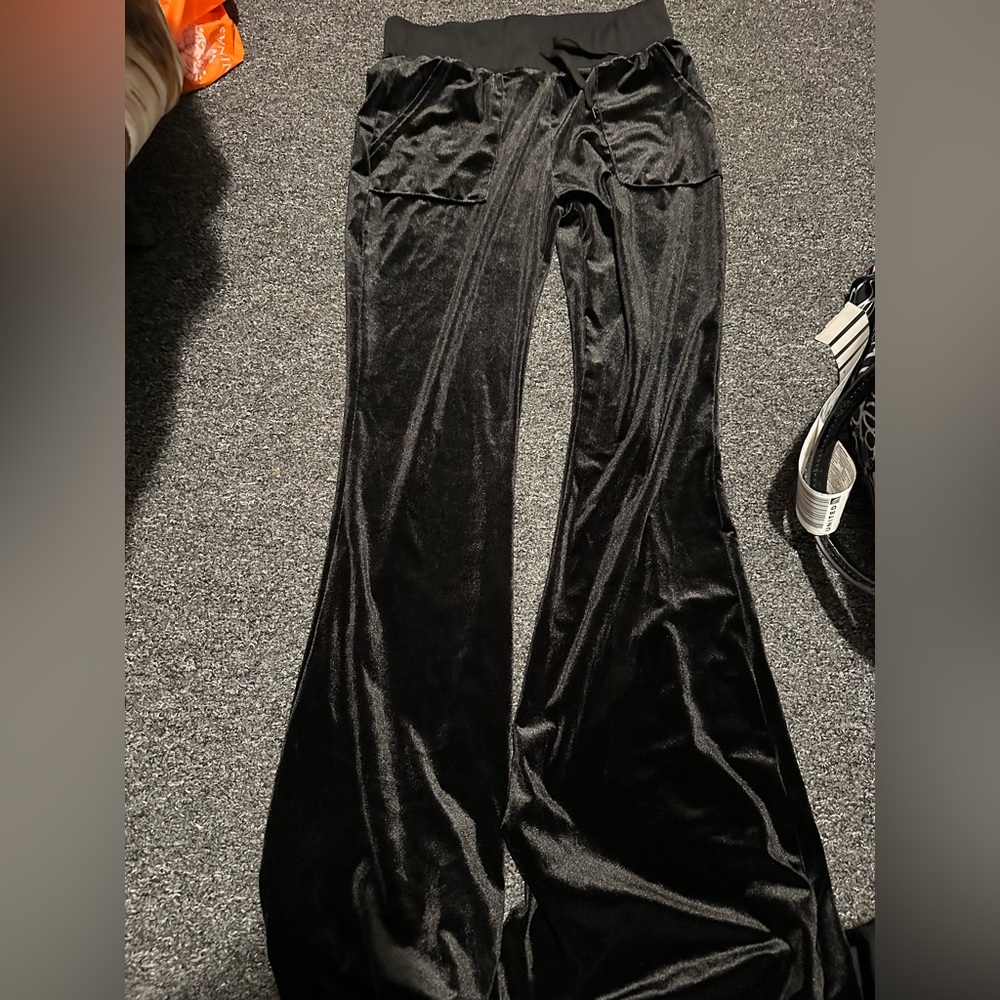 Black velour flare pants